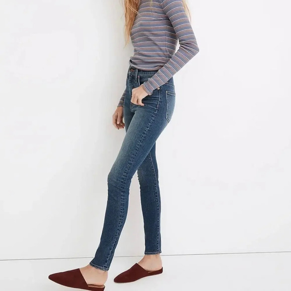 Madewell High Rise Skinny Jeans Markland Dark Wash size 28 Blue Tencel Denim - Picture 2 of 9